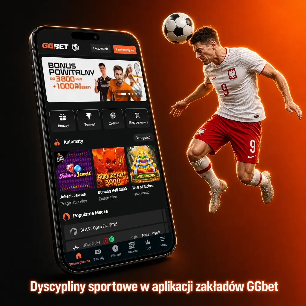 Aplikacja GGbet z zakładami na piłkę nożną, koszykówkę, tenis, eSport i inne dyscypliny w trybach LIVE i LINE.
