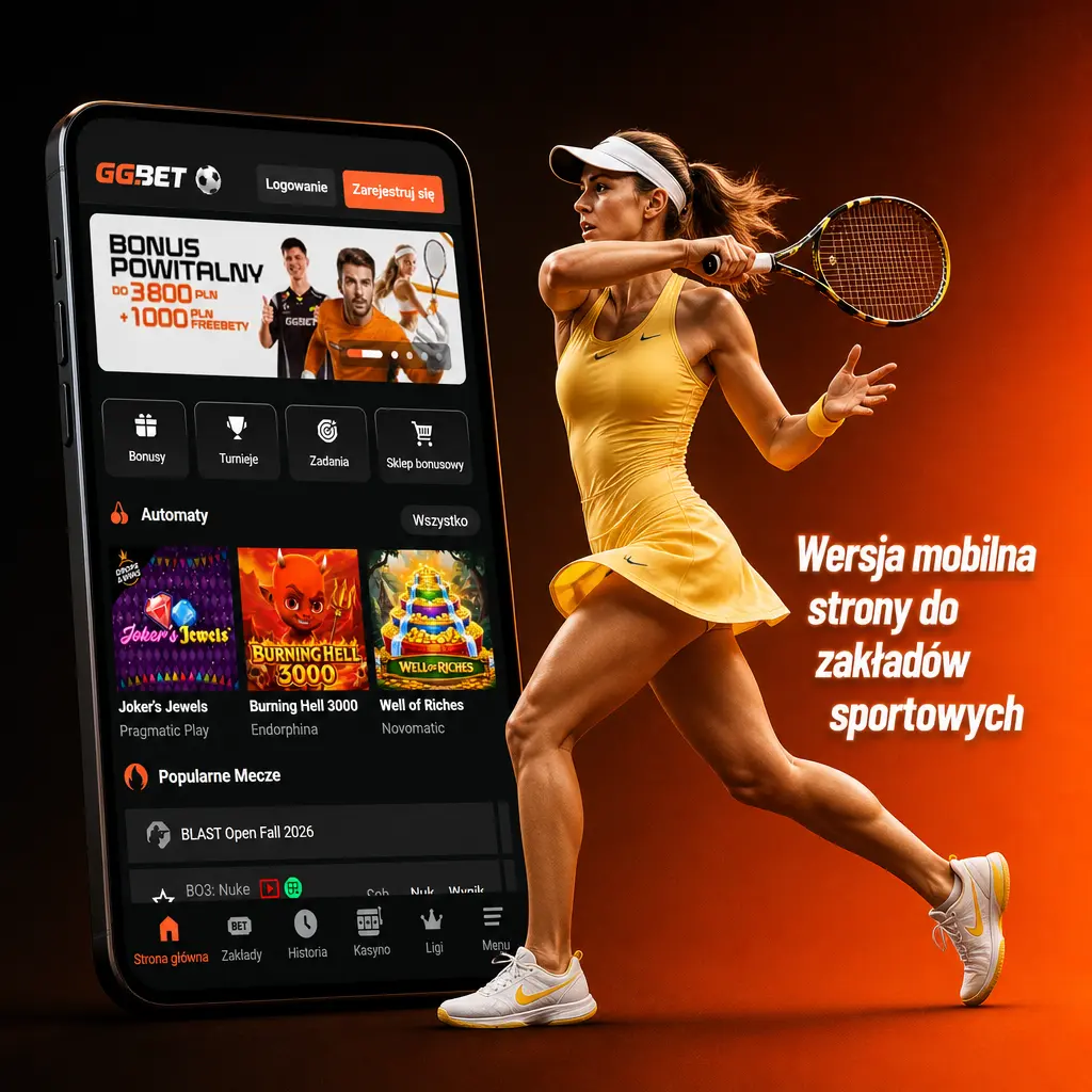 Wersja mobilna strony GGbet do zakładów sportowych w przeglądarce telefonu, bez instalacji aplikacji, Android i iOS.