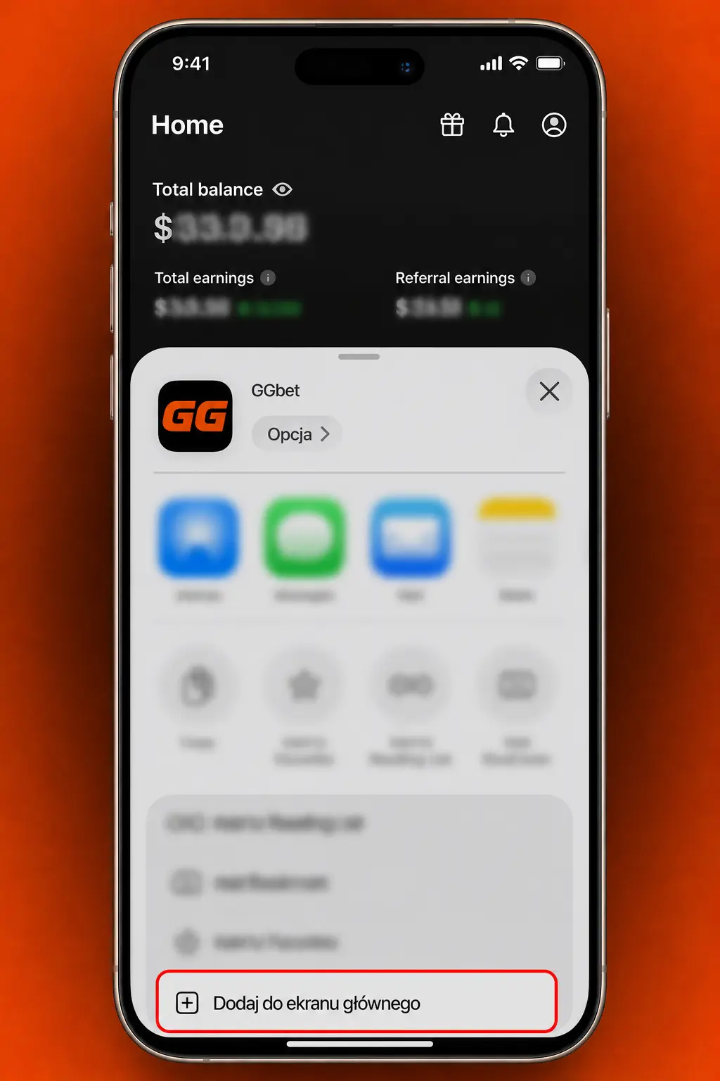 Instalacja aplikacji GGbet Aviator na iOS jako PWA z ekranu głównego telefonu