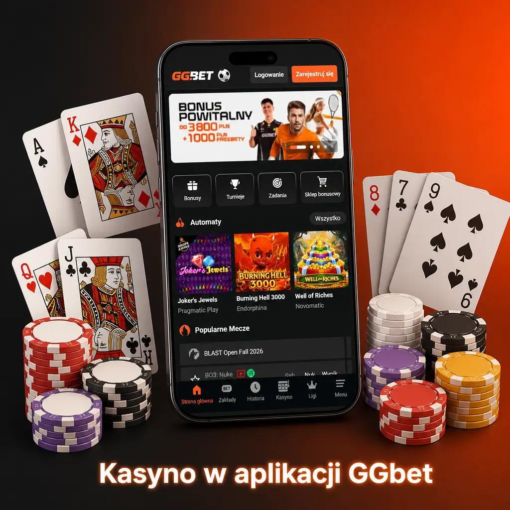 Kasyno w aplikacji GGbet z ponad 4000 gier, automatami, ruletką i stołami na żywo od Evolution.