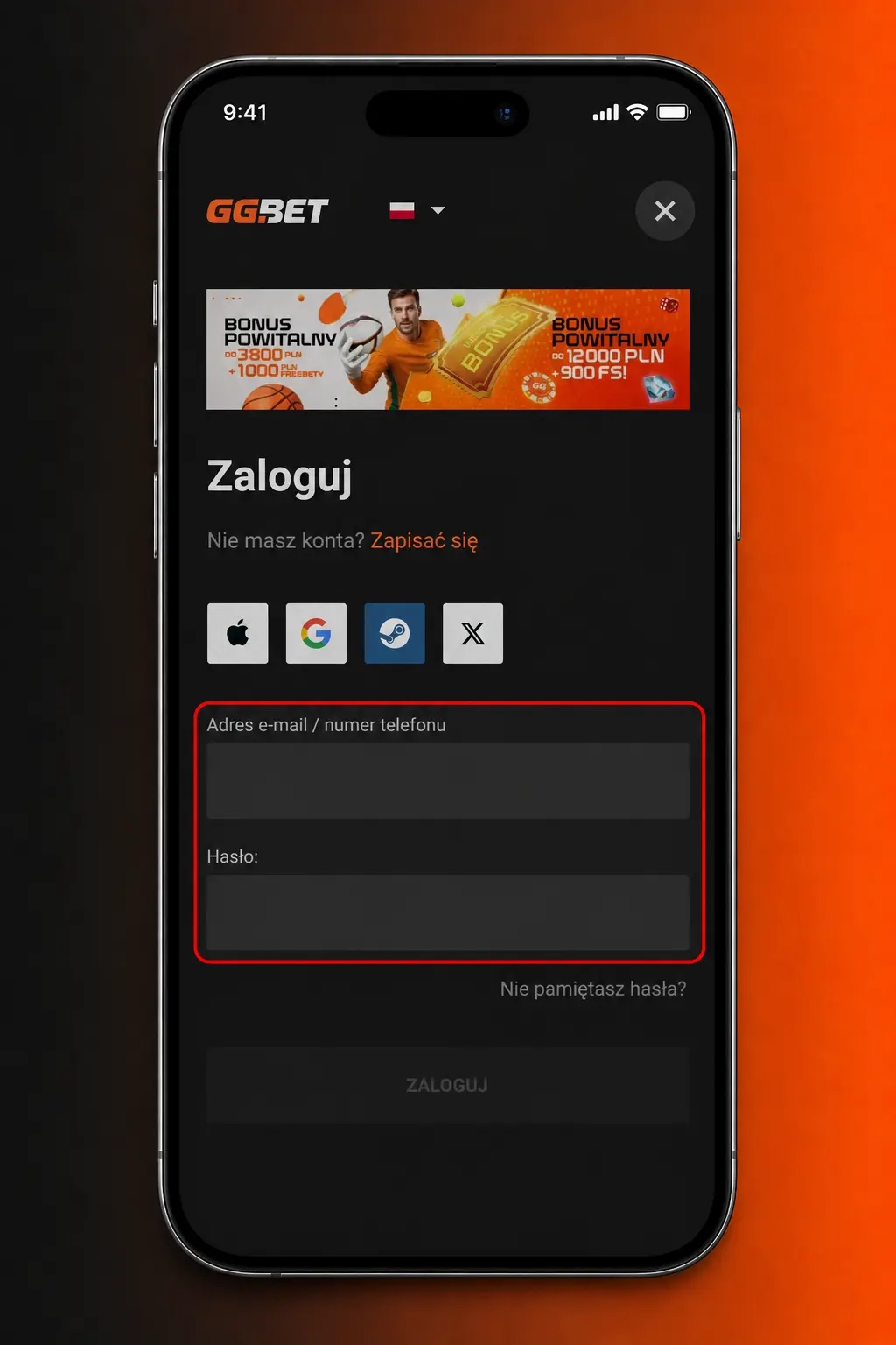 Logowanie do GGbet w aplikacji mobilnej z opcją biometrii i powiadomieniami push o zakładach