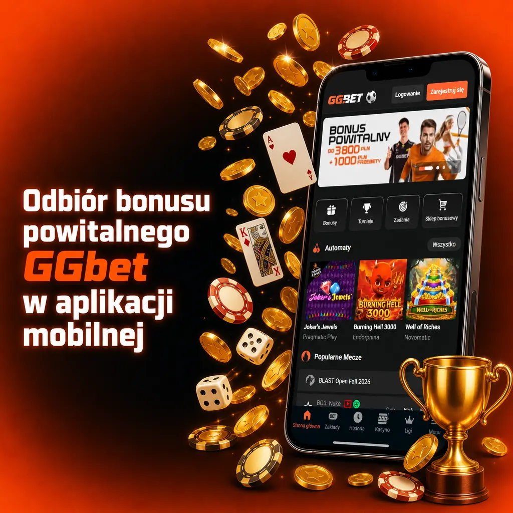 Odbiór bonusu powitalnego GGbet w aplikacji mobilnej na Android i iOS po wpłacie depozytu od 40 PLN