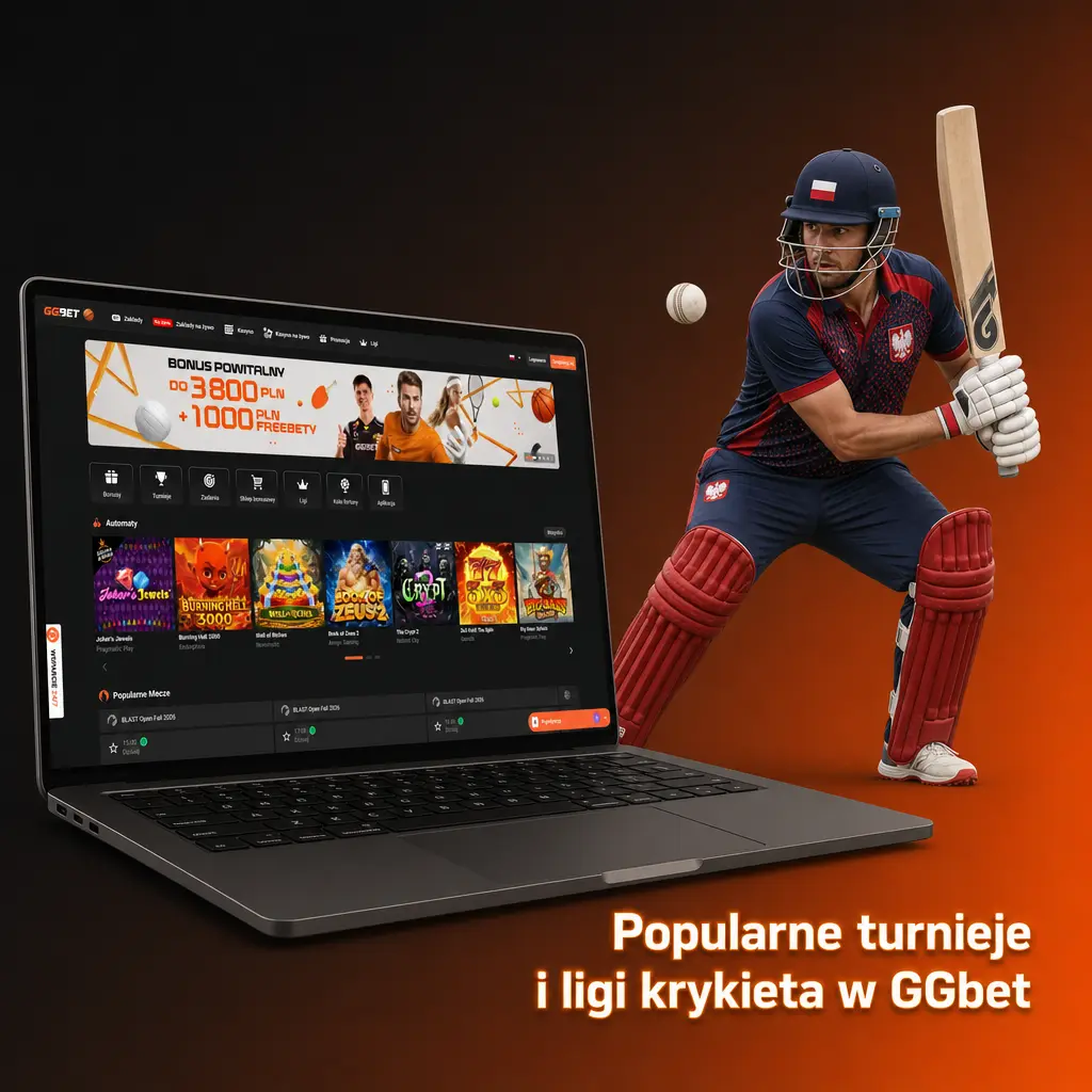 Kursy GGbet na krykiet: ICC World Cup, T20 World Cup 2026, The Ashes, IPL, Big Bash League i inne turnieje na żywo