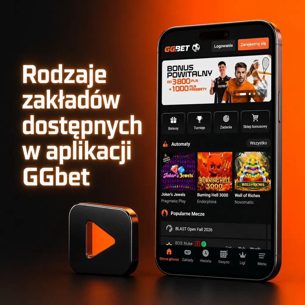 Rodzaje zakładów w aplikacji GGbet: pojedynczy, AKO, na żywo, system i Cash Out dostępne dla graczy.