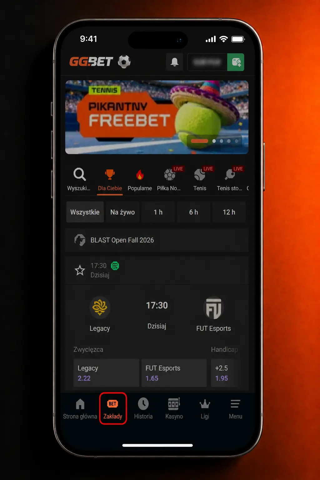 Zakłady na tenisa live w aplikacji mobilnej GGbet na iOS i Android